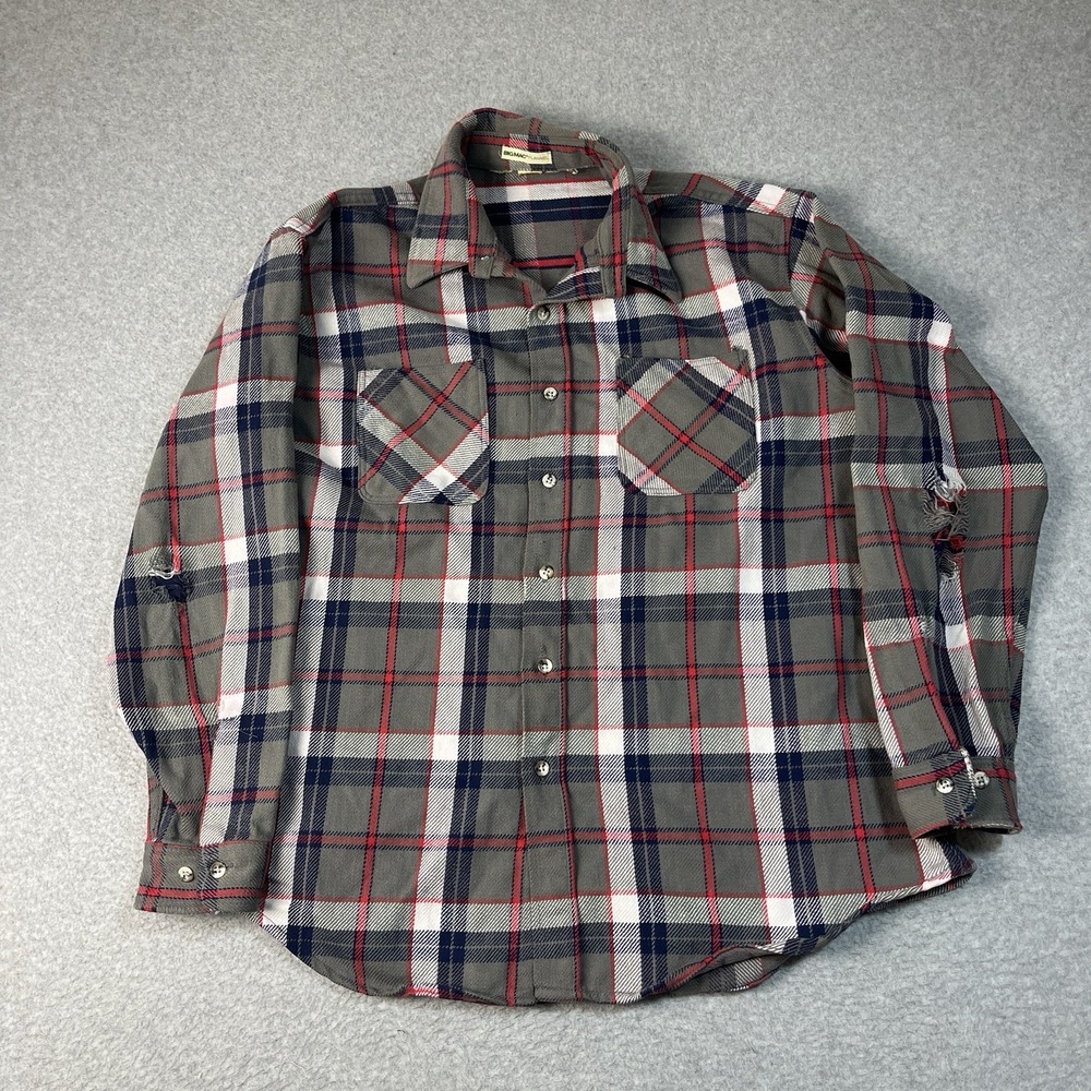 Vintage Big Mac Flannel Mens XL Gray Button Up Long Sleeve Plaid St Johns Bay